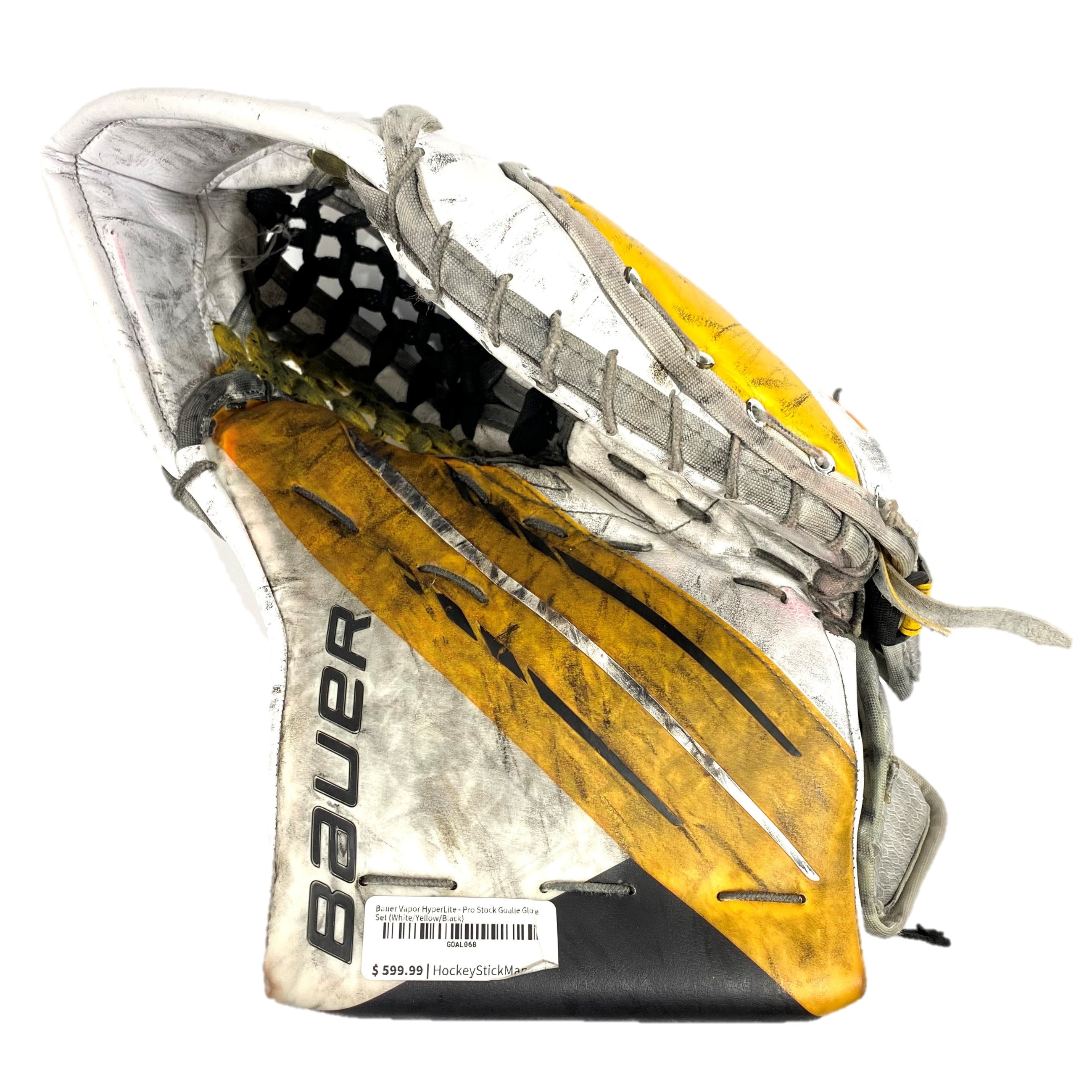 Bauer Vapor HyperLite - Gant de gardien Pro Stock d'occasion (blanc/jaune/noir)